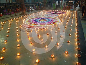 Diwali lighting with diya celebration India