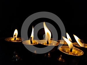 Diwali Lights, Butter lamps lit during festival