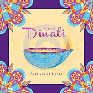 Diwali poster Traditional indian celebration Vector photo