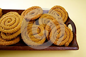 Diwali snacks, Chakali or Murukku is an Indian festival food