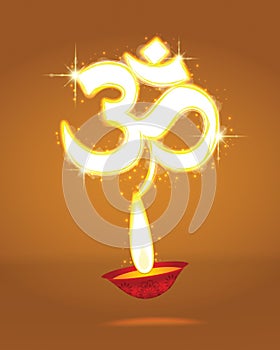 Diwali symbol Om with glow