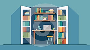 A DIY bookshelf desk is installed in a spacious closet providing a costeffective and organized solution for a home