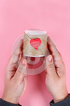 Diy. Candle for Valentine`s Day. Decor with your own hands for February 14 from candles