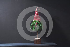 DIY Christmas tree on home mantelpiece photo