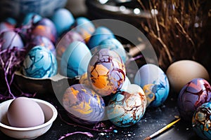 diy easter egg decoration process with paint