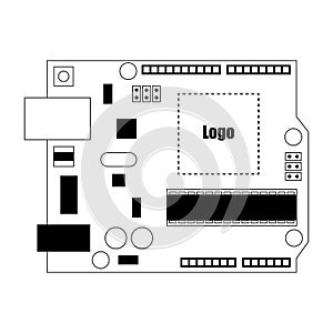 DIY electronic uno board with a microcontroller.