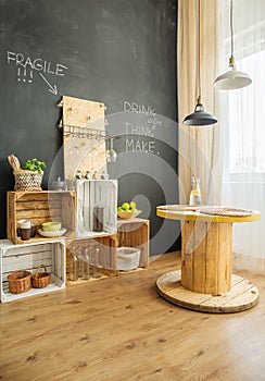 DIY furniture from crates and cable stool