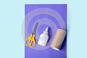 DIY and kids creativity.  Eco-friendly reuse recycle from toilet roll tube. Prerpration tools: scissors, paper, glue. Children