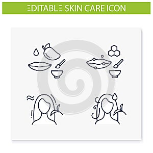 DIY natural skincare line icons set