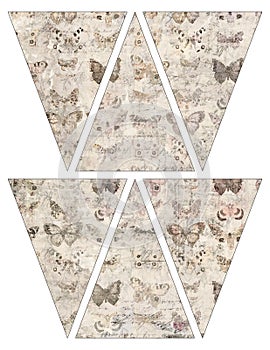 DIY Printable Vintage style banner bunting garland flags with butterflies