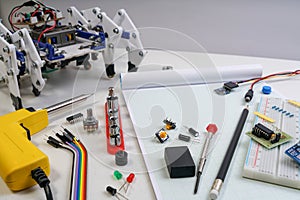 DIY Robot engineer made on base of micro-controller and variety of sensor and tools.