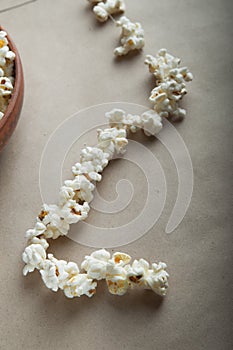 DIY Scandinavian Nordic Christmas garland of popcorn. Eco friendly New Year from handmade decor