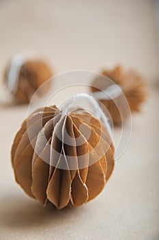DIY Scandinavian Nordic Craft Paper Christmas Balls. Eco friendly New Year from handmade decor