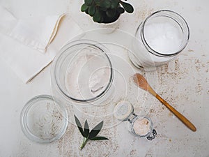 DIY set with ingredients like coconut oil and soda for homemade
