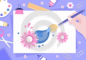 DIY Tools Do It Yourself Background Illustration For Home Renovation and Creative Projects. Using To Banner, Wallpaper or Landing
