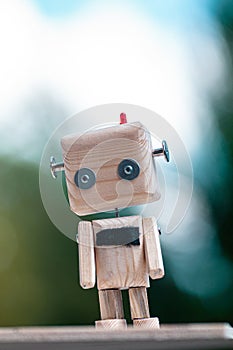 DIY wooden toy of the robot.