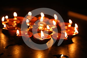 DiyaTraditional Divali indian festival,Happy Diwali, Diya lamps lit during diwali celebration