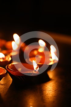 DiyaTraditional Divali indian festival,Happy Diwali, Diya lamps lit during diwali celebration