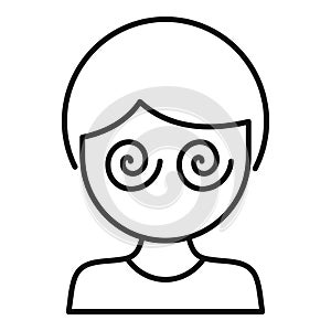Dizziness brain icon outline vector. Sick expression