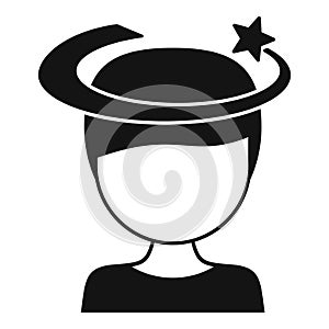 Dizziness brain icon simple vector. Sick expression