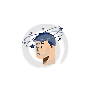 Dizziness design concept, cartoon vector illustration on white background