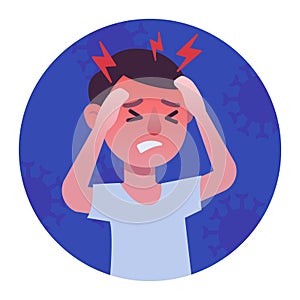 Dizziness and headache man colorful pictogram