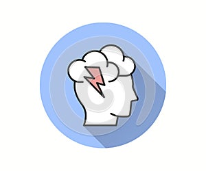 Dizziness icon with long shadow for graphic and web design.