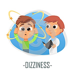 Dizziness medical concept. Vector illustration.