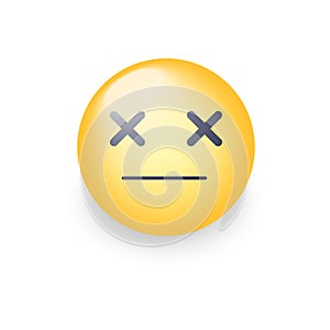 Dizzy emoji face. Cross eyes emoticon vector icon. Sad smiley.