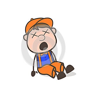 Dizzy Face Cartoon Labor Character Vector