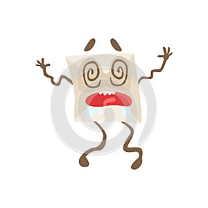 Dizzy Humanized Letter Paper Envelop Cartoon Character Emoji Illustration