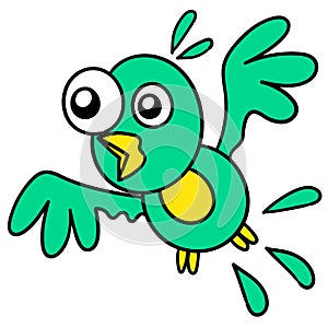 A dizzy parrot is flying wildly, doodle icon image