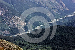 A dizzying panorama of the valley from the height of the mountains