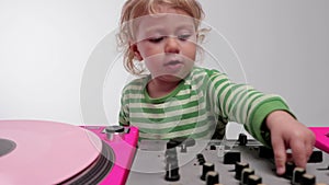 DJ baby girl with record player