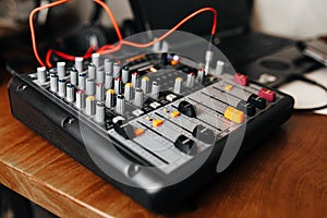 DJ console, music mixer