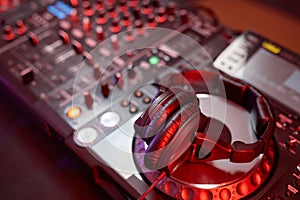 DJ equipment with headphones