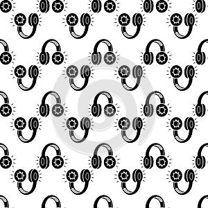 Dj headphones pattern seamless vector