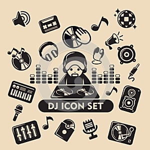 dj icon set. Vector illustration decorative design