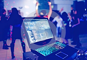 DJ laptop at party