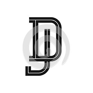 DJ Letter bold style logo template.
