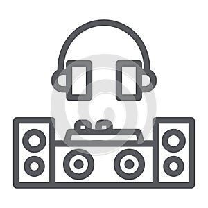 Dj line icon, party and music, dj mixer sign, vector graphics, a linear pattern on a white background.