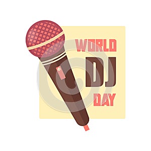 Dj logo design,world dj day.Microphone symbol.Retro style logo