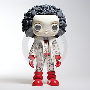 Dj Mafioso Lulu Vinyl Figure In Dark White And Crimson Style