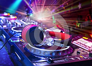 Dj mixer with headphones photo