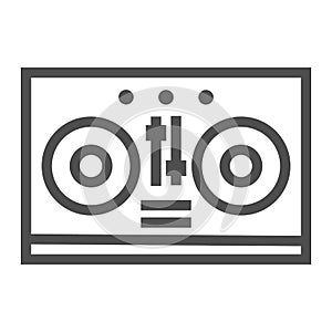 Dj mixer line icon, music and sound, turntable sign, vector graphics, a linear pattern on a white background.