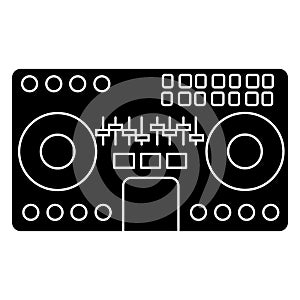 Dj mixer - mixing music - party - techno icon, vector illustration, black sign