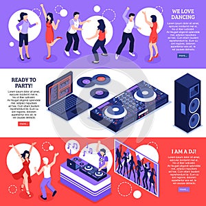 DJ Music Isometric Banners