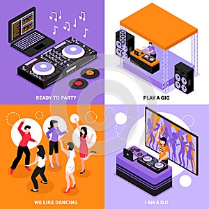 DJ Music Isometric Concept