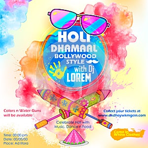 DJ party banner for Holi celebration