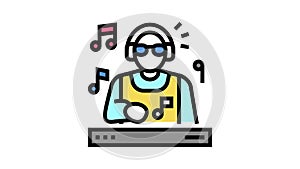 dj performing music color icon animation